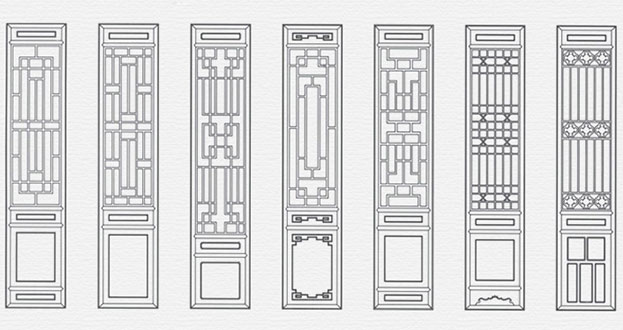 温宿常用中式仿古花窗图案隔断设计图